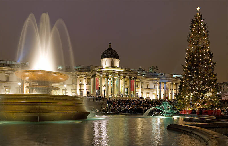 Christmas lights at Trafalgar Square