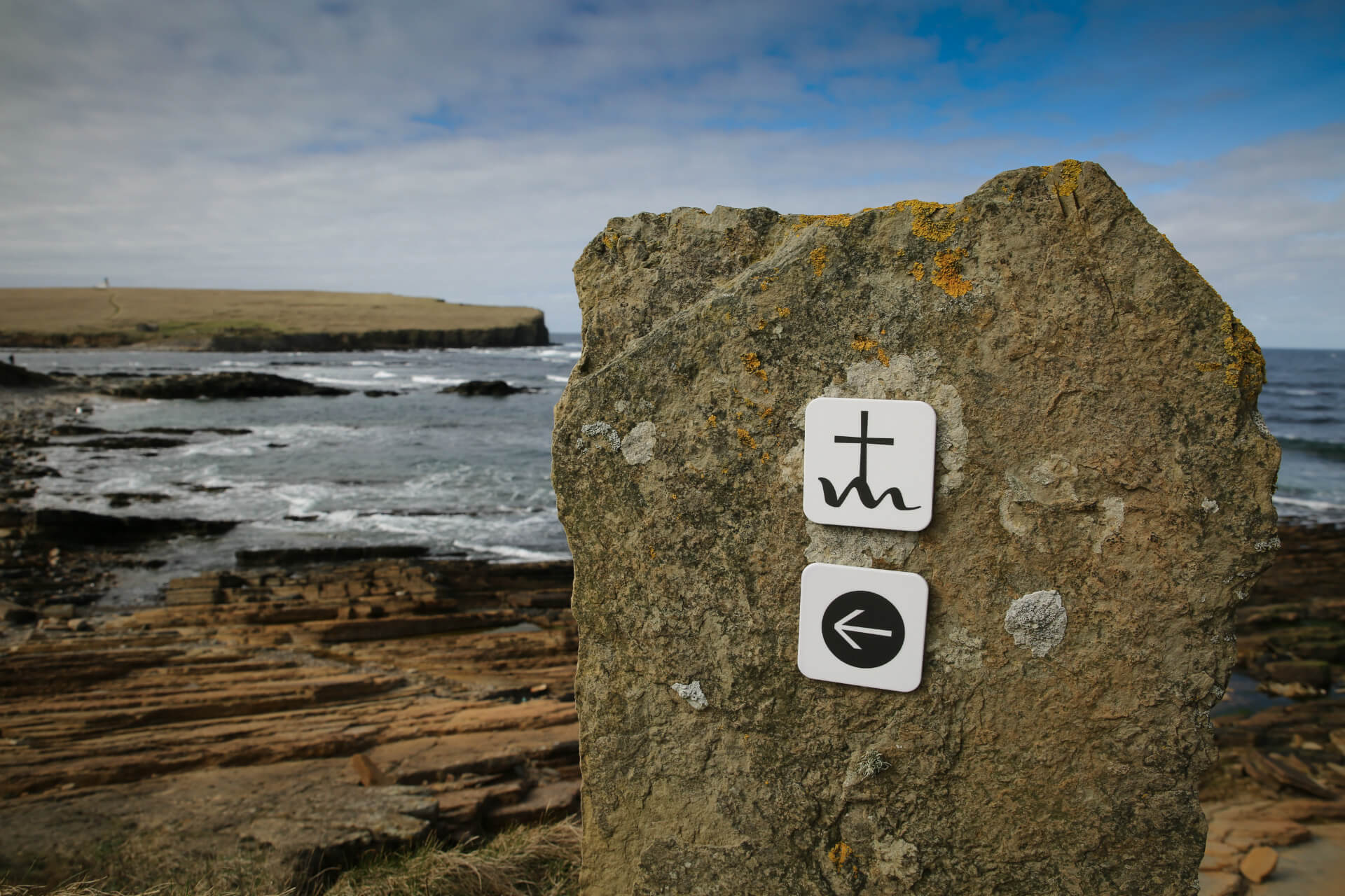 Sign post to mark the path on Orkney