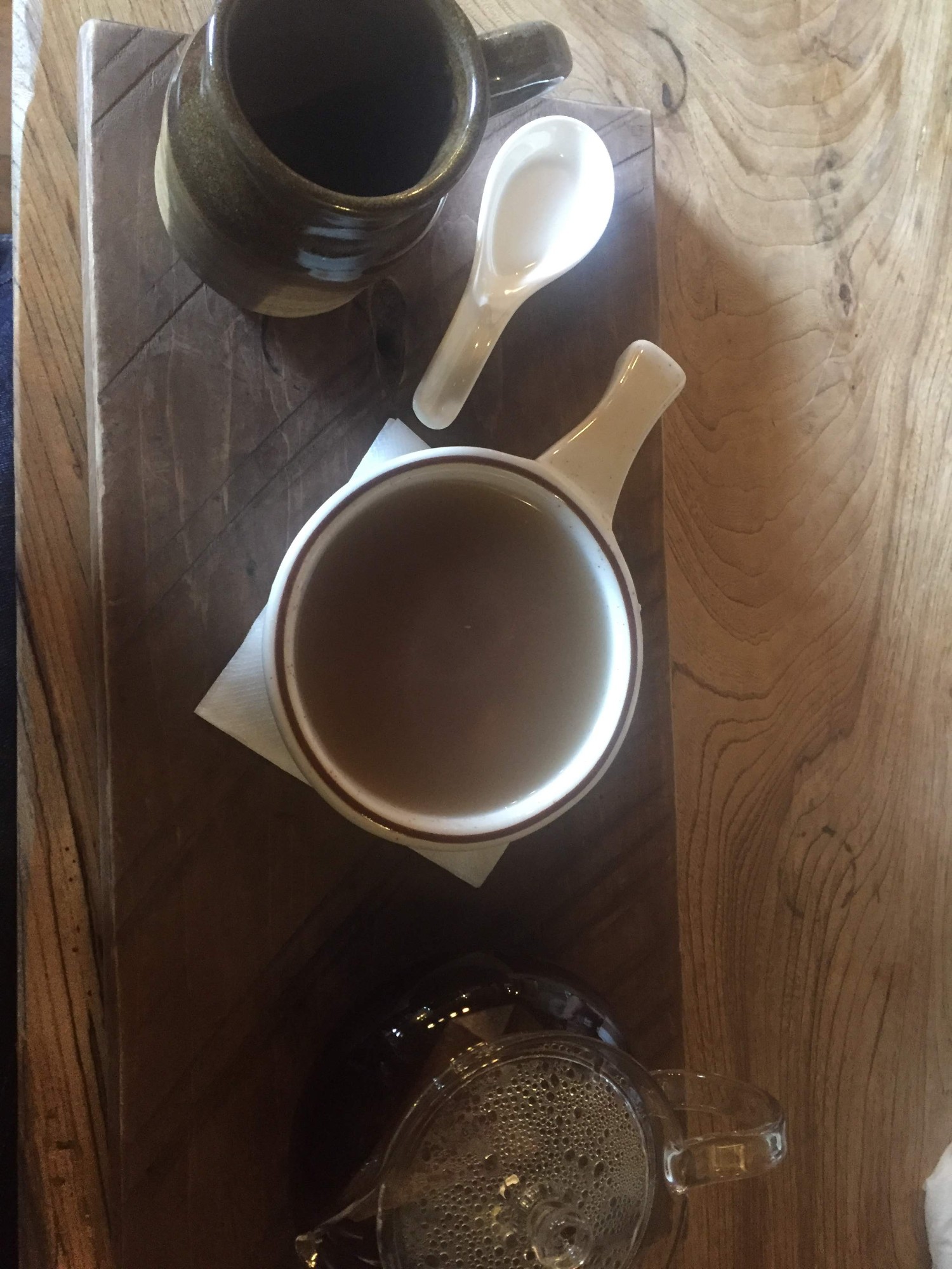 Tea and miso soup at High Garden, a favorite place to eat in East Nashville